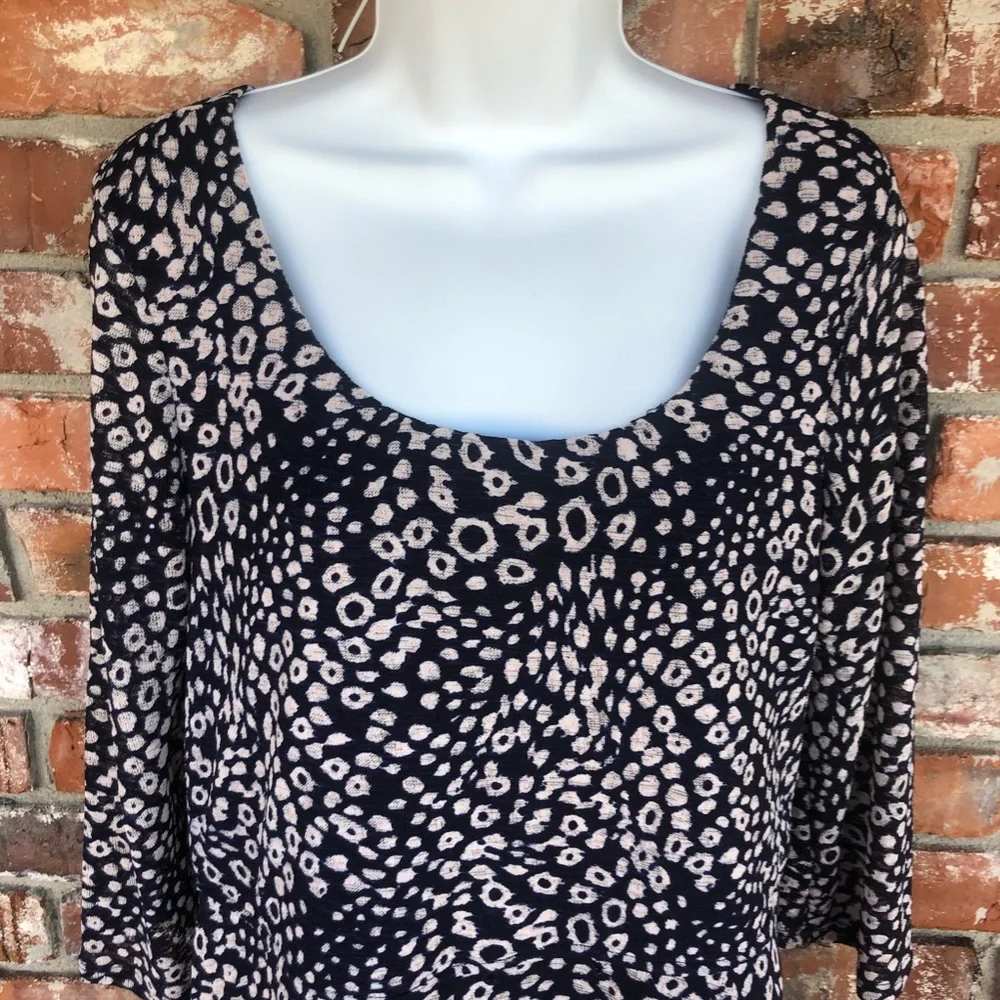 Luxology blue and cream 3/4 length sleeve midi dress size medium - Picture 5 of 6